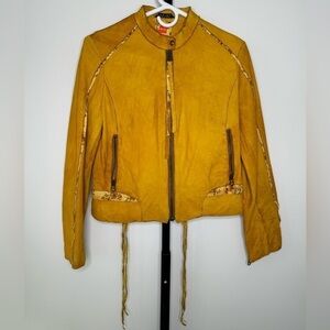 BOSS Women's Yellow Biker Jacket - Bold‎ Elegance with a Touch of Edge